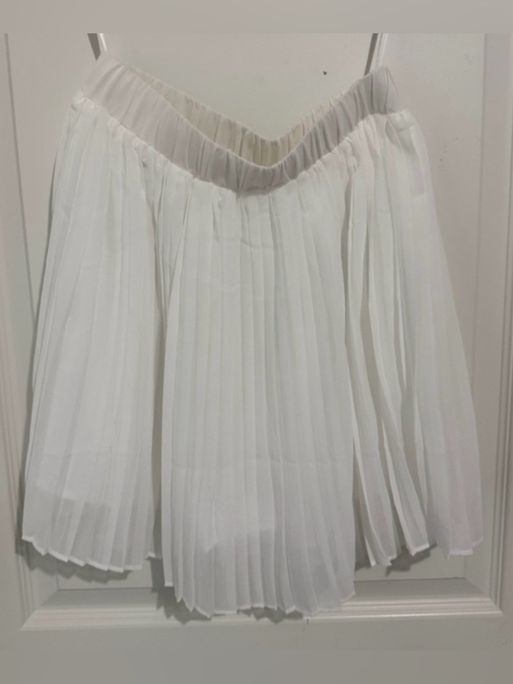 Commense White Pleated Skater Skirt